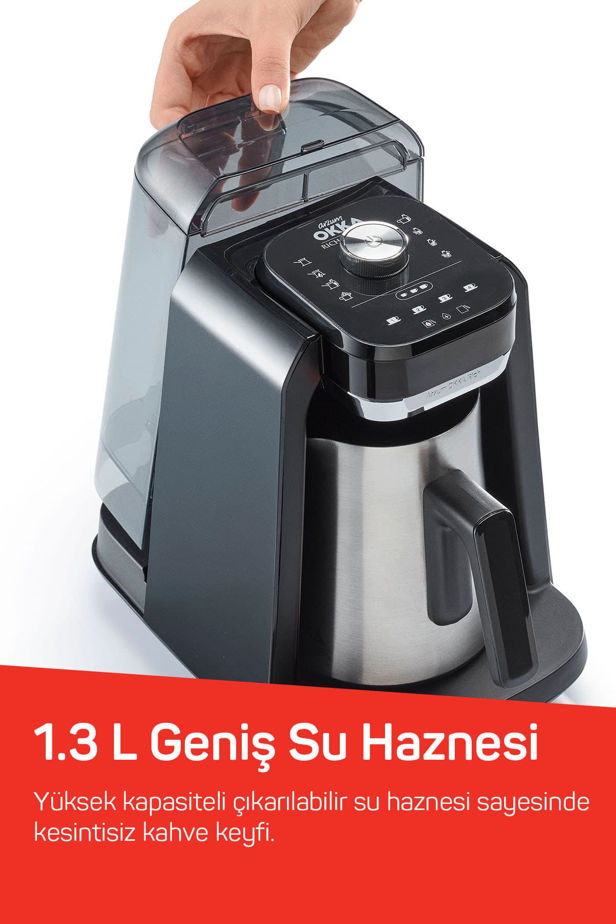 ماشین قهوه ترک Arzum OKKA Rich Pro Plus با ۸ حالت نوشیدنی، ۴ فنجان، کروم، مدل OK0036-0500 ماشین قهوه ترک Arzum OKKA Rich Pro Plus با ۸ حالت نوشیدنی، ۴ فنجان، کروم، مدل OK0036-0500