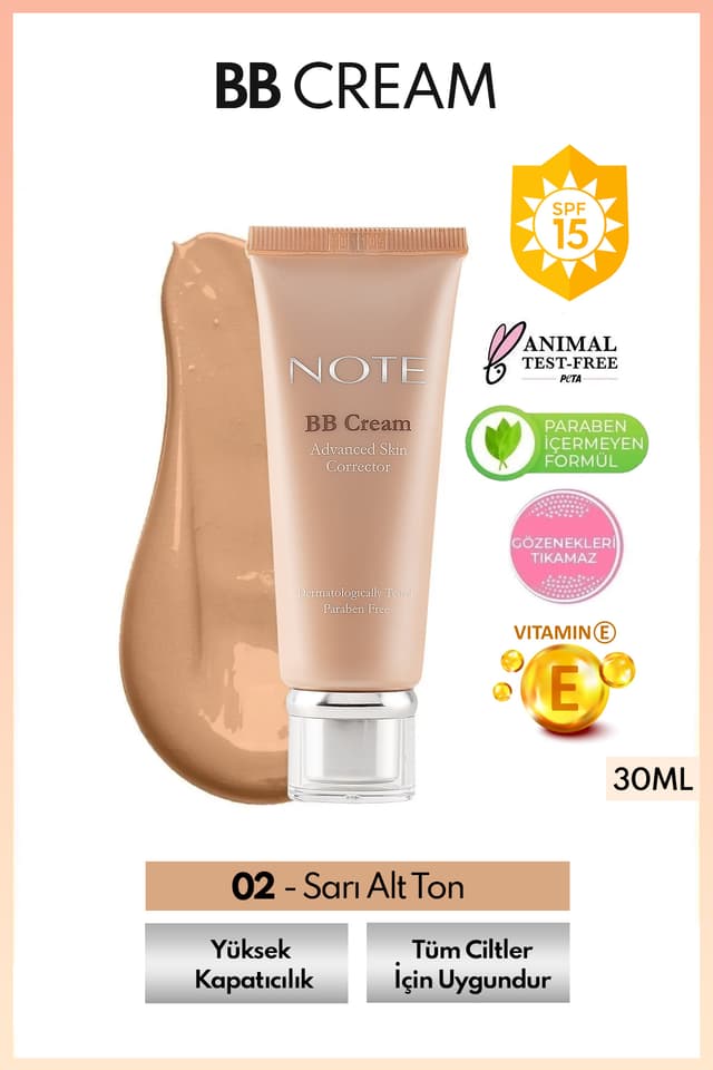 کرم BB Note Cosmetics SPF 15 مرطوبکننده پوشاننده 02 متوسط تیره کرم BB Note Cosmetics SPF 15 مرطوبکننده پوشاننده 02 متوسط تیره