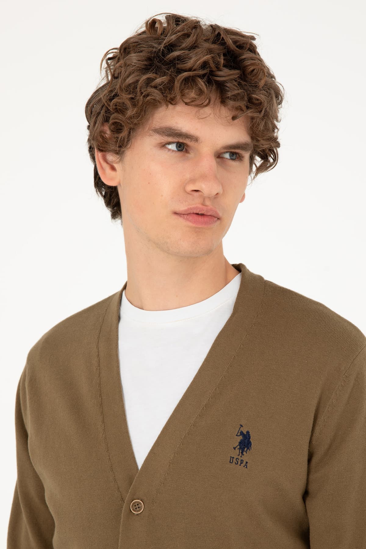 کاردیگان بافت مردانه U.S. Polo Assn. خاکی بیسیک مدل 50293531-VR027 کاردیگان بافت مردانه U.S. Polo Assn. خاکی بیسیک مدل 50293531-VR027