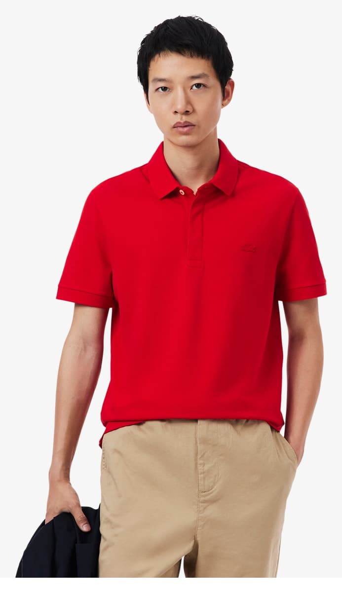 پولو مردانه Lacoste فیت معمولی قرمز Paris پولو مردانه Lacoste فیت معمولی قرمز Paris