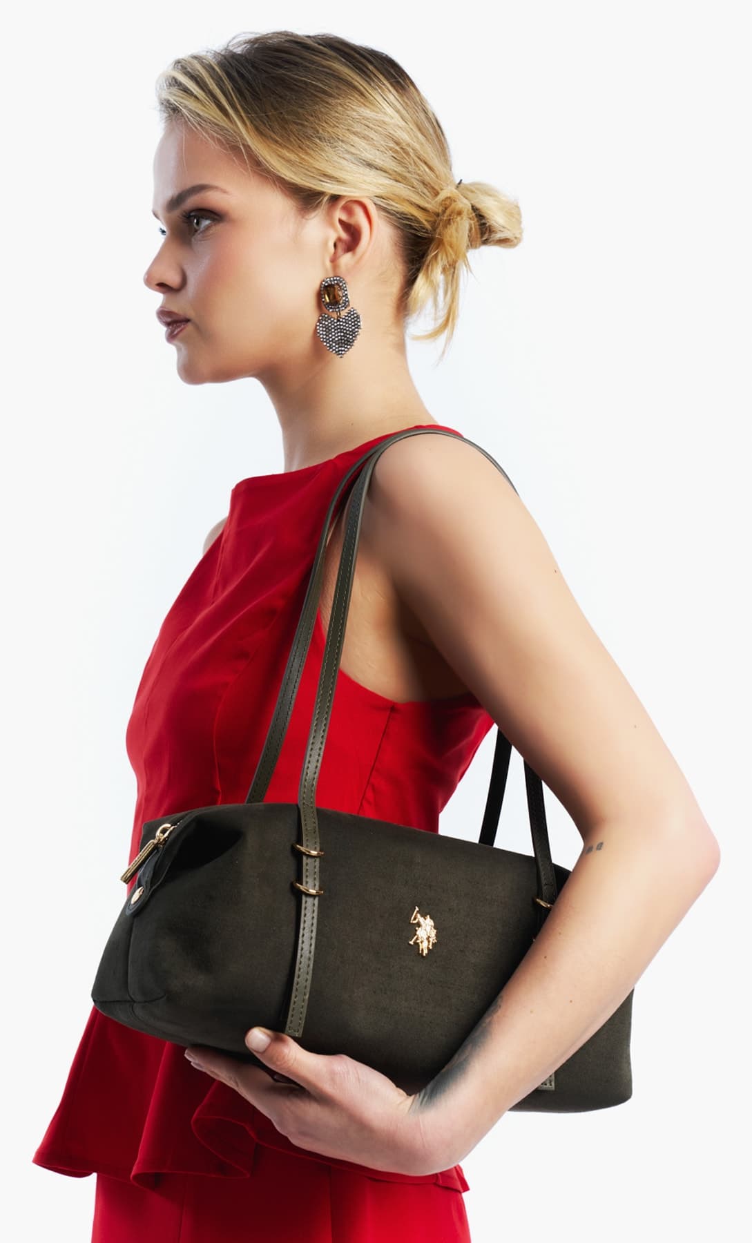 کیف دوشی زنانه U.S. Polo Assn. خاکی مدل Us26311 کیف دوشی زنانه U.S. Polo Assn. خاکی مدل Us26311