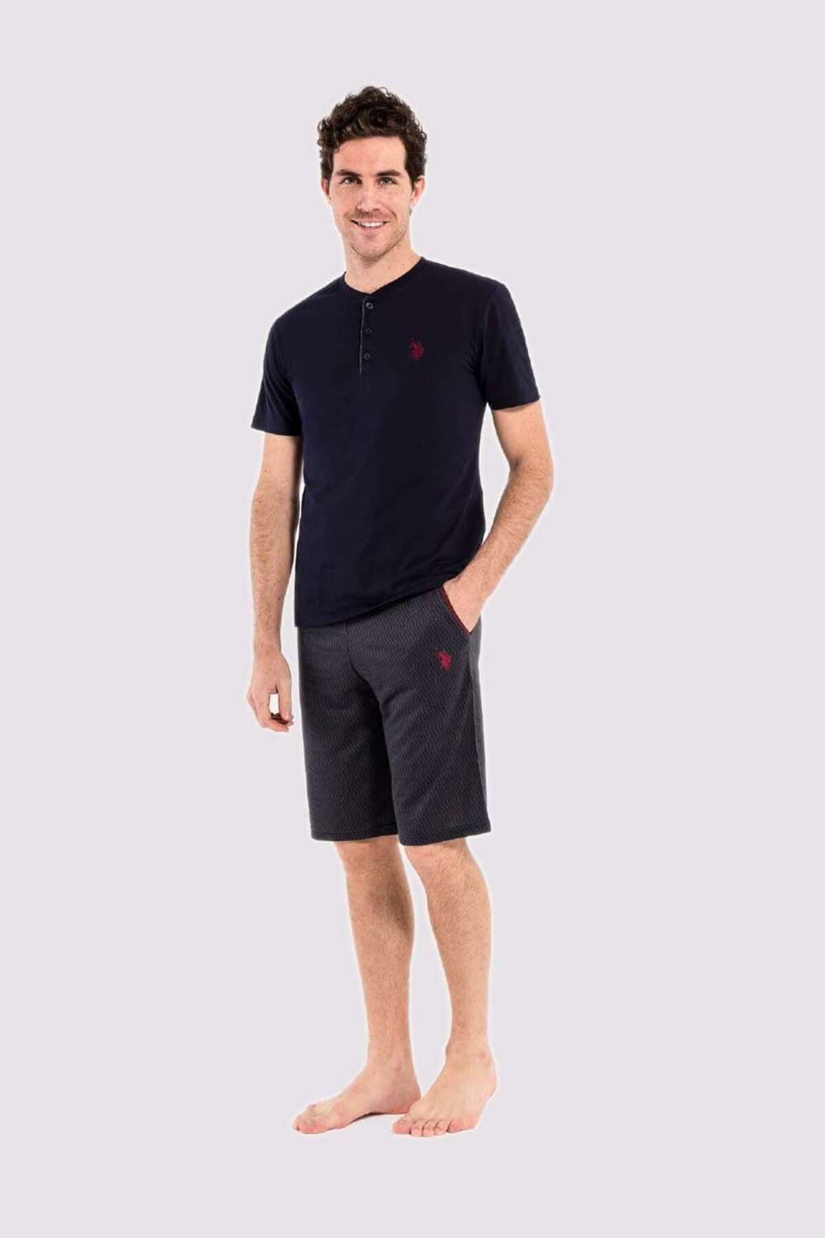 ست پیژامه مردانه U.S. Polo Assn. سرمهای 3 تکه ست پیژامه مردانه U.S. Polo Assn. سرمهای 3 تکه