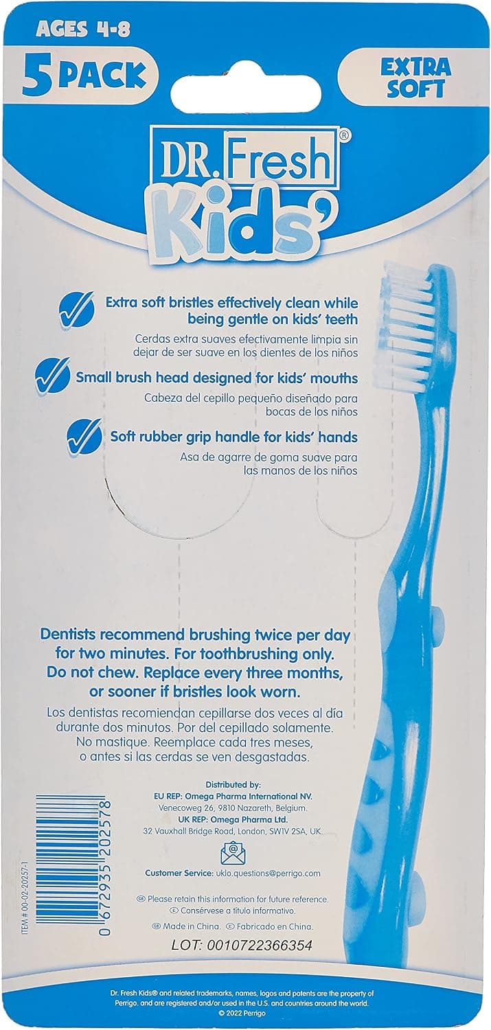 مسواک کودک Dr. Fresh بسته بلیستری ۵ عددی چندرنگ مسواک کودک Dr. Fresh بسته بلیستری ۵ عددی چندرنگ