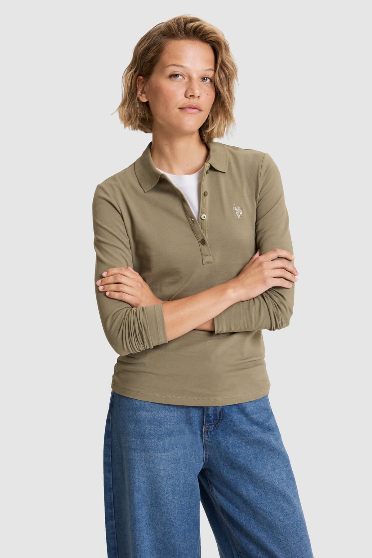 سوئیشرت زنانه U.S. Polo Assn. خاکی بیسیک مدل 50326760-VR027 سوئیشرت زنانه U.S. Polo Assn. خاکی بیسیک مدل 50326760-VR027
