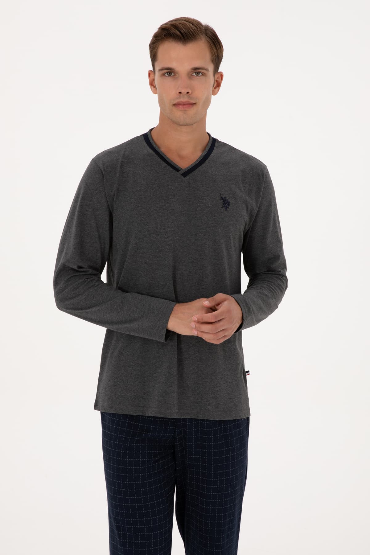 ست پیژامه مردانه U.S. Polo Assn. ذغالی ملانژ مدل 50318616-VR081 ست پیژامه مردانه U.S. Polo Assn. ذغالی ملانژ مدل 50318616-VR081