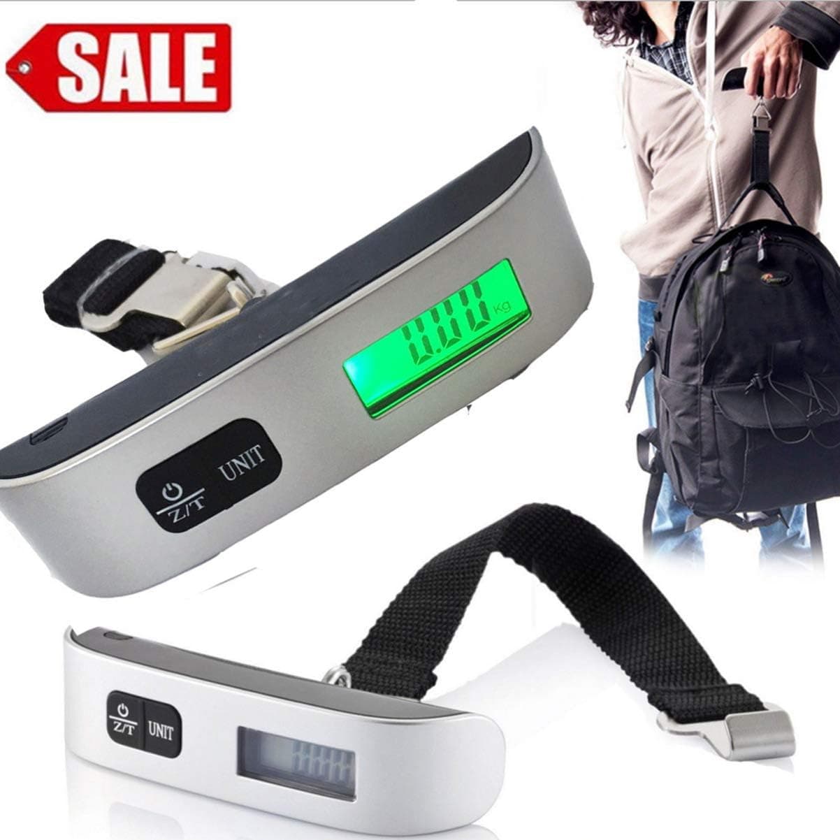 ترازوی دیجیتال آویز چمدان سفری ULTECHNOVO دستی با نمایشگر LCD ظرفیت 50Kg/110Lb ترازوی دیجیتال آویز چمدان سفری ULTECHNOVO دستی با نمایشگر LCD ظرفیت 50Kg/110Lb