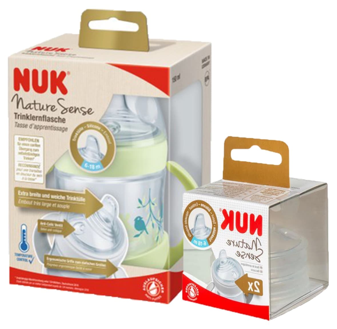 لیوان آموزشی Nuk Nature Sense نشانگر دما PP 150 ml ۲ سر یدکی سبز لیوان آموزشی Nuk Nature Sense نشانگر دما PP 150 ml ۲ سر یدکی سبز