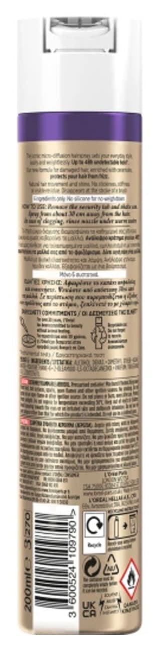 اسپری مو L'Oreal Paris Elnett میکرو دیفیوژن نگهدارنده قوی موهای آسیبدیده 200ml اسپری مو L'Oreal Paris Elnett میکرو دیفیوژن نگهدارنده قوی موهای آسیبدیده 200ml