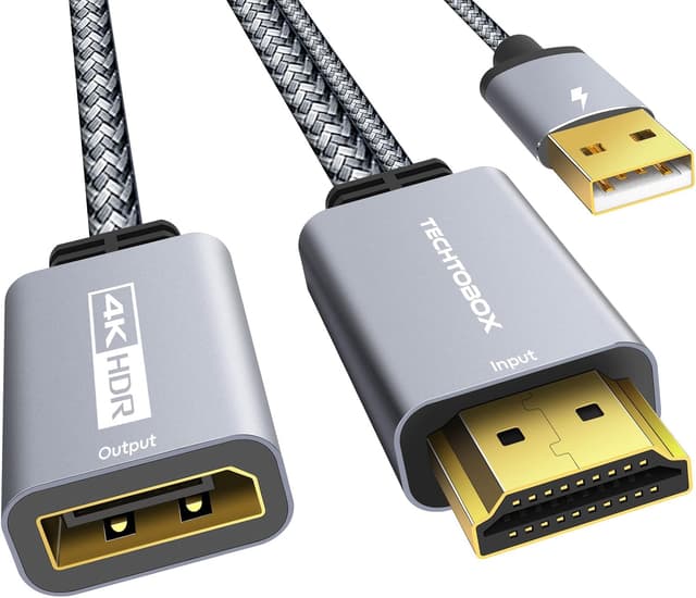 مبدل HDMI به DisplayPort TECHTOBOX با روکش بافتهشده 4K60Hz، HDMI نری به DisplayPort مادگی مبدل HDMI به DisplayPort TECHTOBOX با روکش بافتهشده 4K60Hz، HDMI نری به DisplayPort مادگی