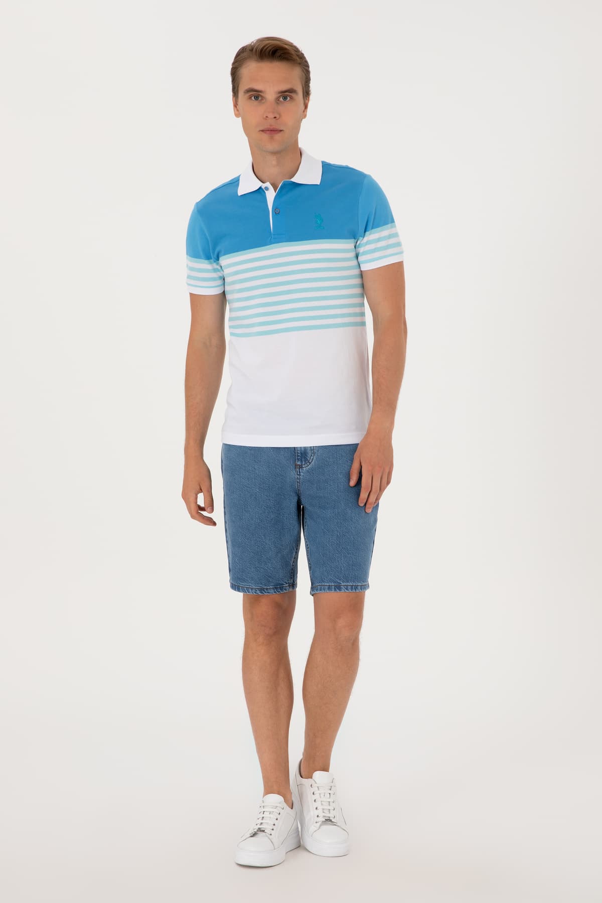 تیشرت مردانه U.S. Polo Assn. فیت معمولی یقه پولو فیروزهای مدل 50300063-VR093 تیشرت مردانه U.S. Polo Assn. فیت معمولی یقه پولو فیروزهای مدل 50300063-VR093