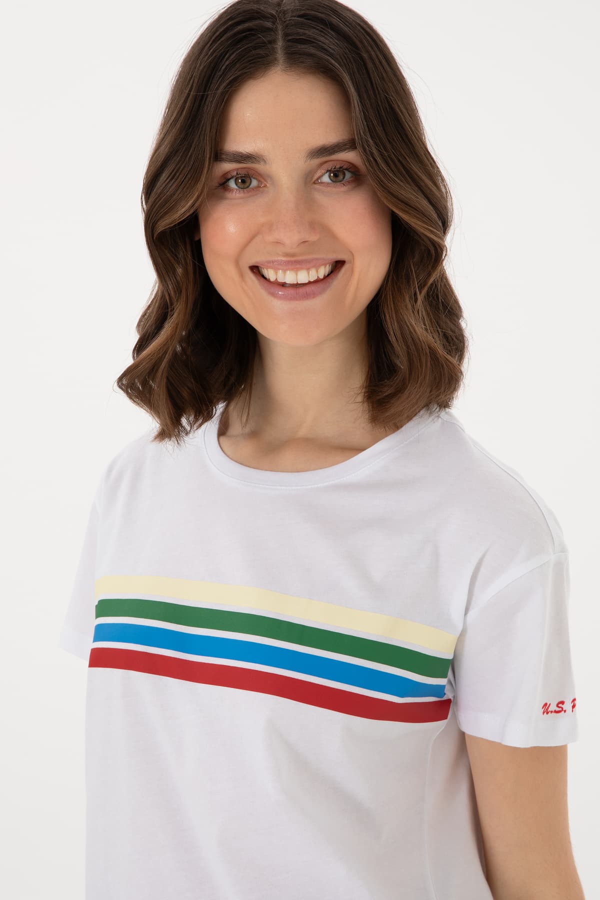 تیشرت زنانه U.S. Polo Assn. سفید یقه گرد مدل 50308639-VR013 تیشرت زنانه U.S. Polo Assn. سفید یقه گرد مدل 50308639-VR013