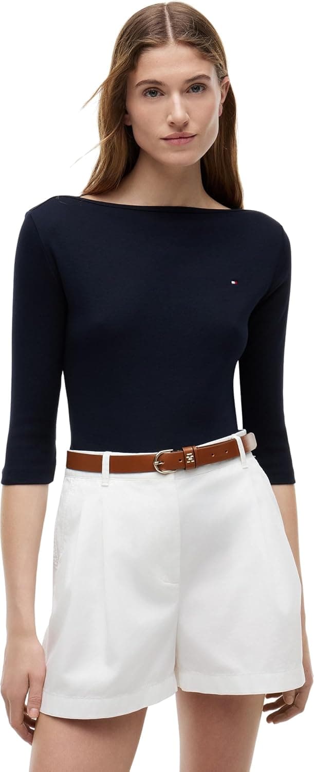 پیراهن زنانه Tommy Hilfiger یقه قایقی آستین سهربع فیت باریک مدل CODY پیراهن زنانه Tommy Hilfiger یقه قایقی آستین سهربع فیت باریک مدل CODY