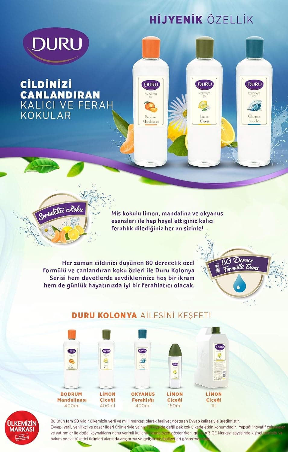 کولونی لیمویی Duru مدل Bidon، 1 lt کولونی لیمویی Duru مدل Bidon، 1 lt