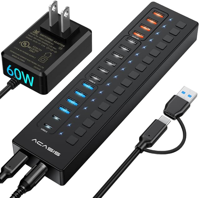 هاب USB Acasis با 16 پورت و آداپتور 60W و قابلیت نصب دیواری هاب USB Acasis با 16 پورت و آداپتور 60W و قابلیت نصب دیواری