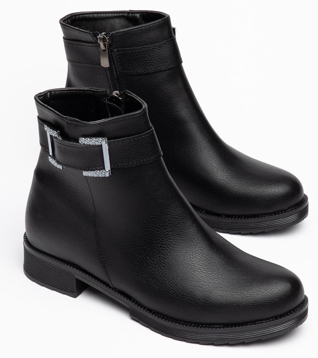 بوت زنانه Hale Shoes چرمی مشکی سگکدار زیپدار راحت زمستانی با زیره ضدلغزش مدل H012 بوت زنانه Hale Shoes چرمی مشکی سگکدار زیپدار راحت زمستانی با زیره ضدلغزش مدل H012