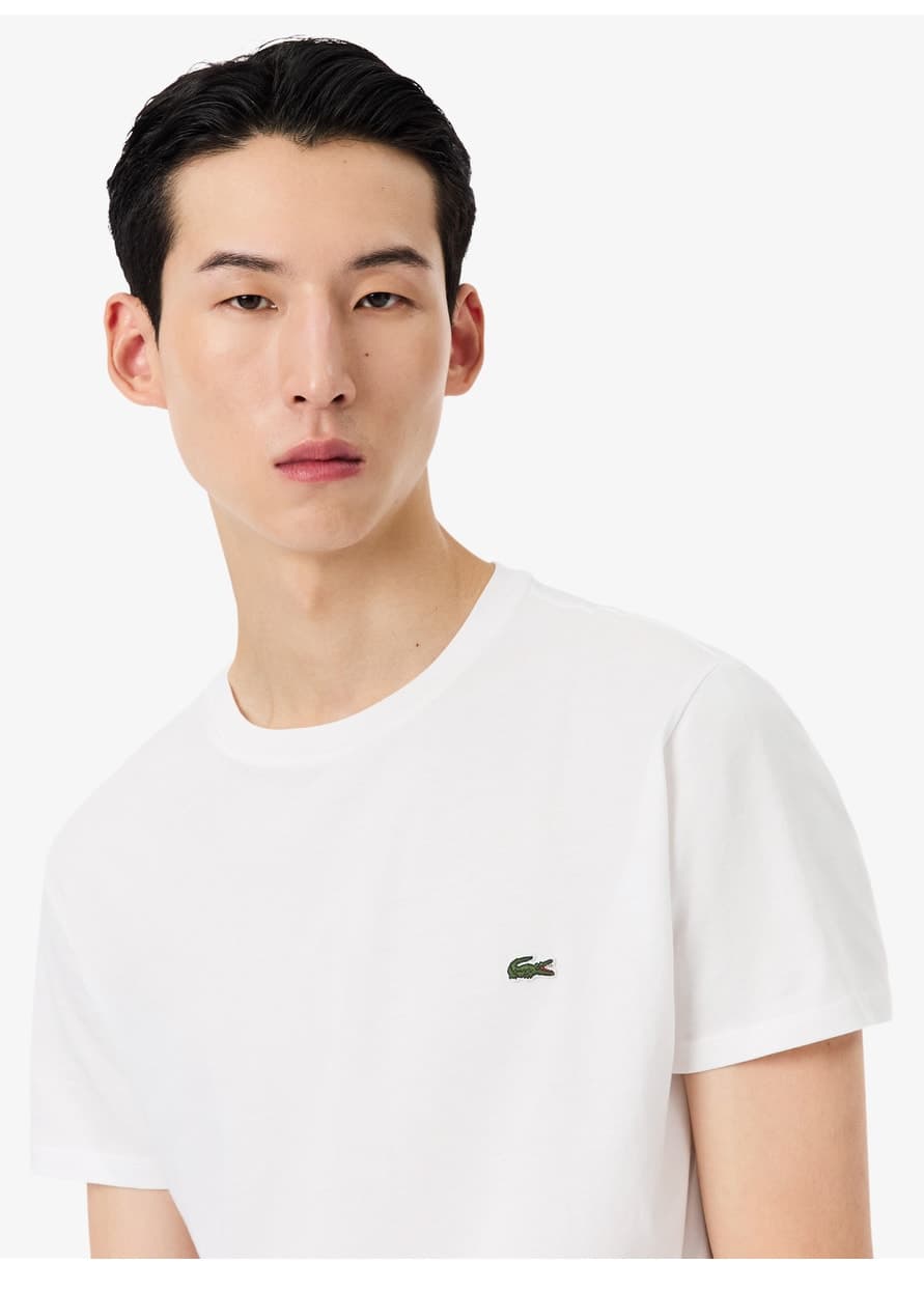 تیشرت مردانه Lacoste یقه گرد سفید فیت معمولی تیشرت مردانه Lacoste یقه گرد سفید فیت معمولی
