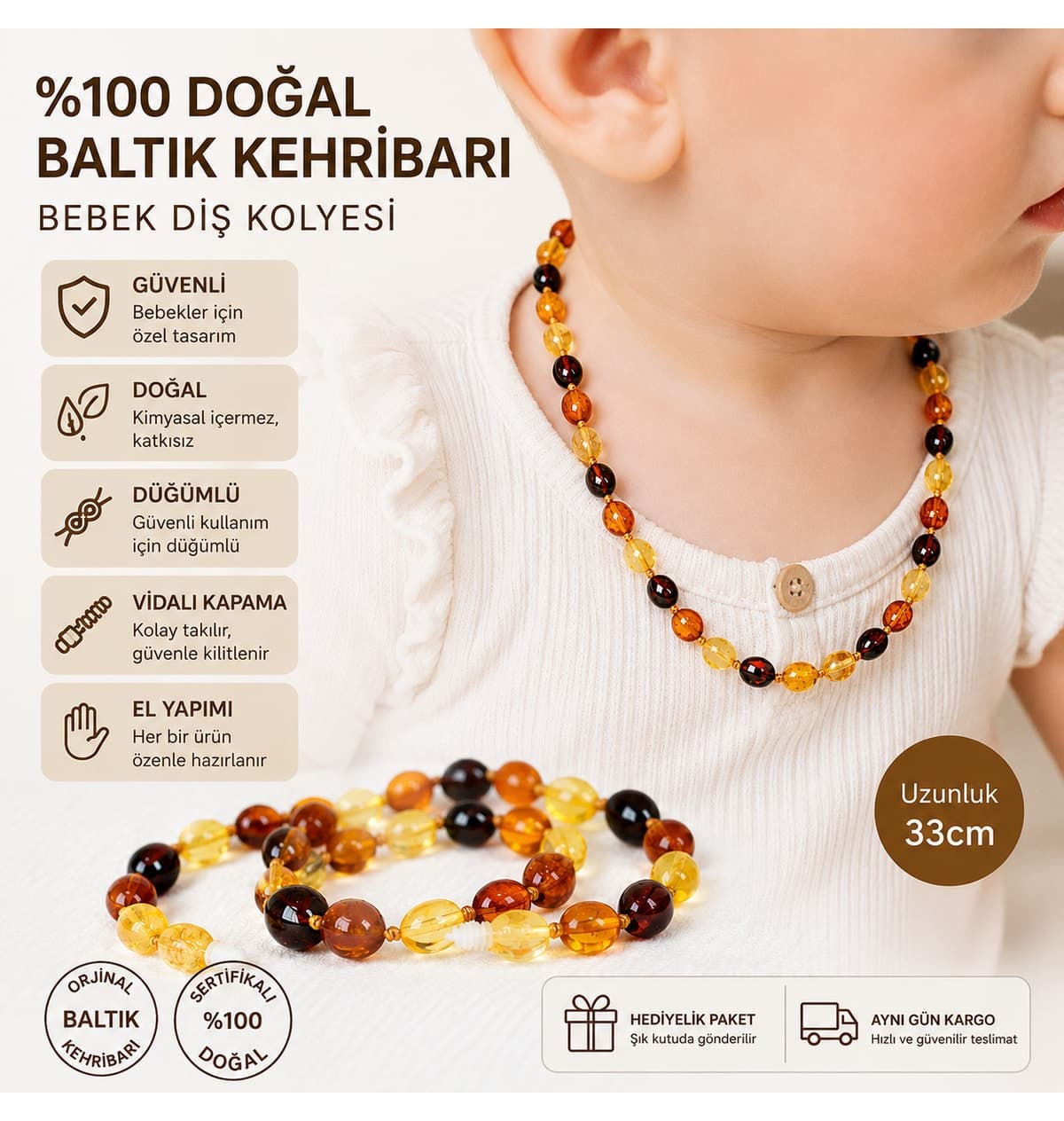گردنبند کهربایی دندانگیری نوزاد Combin Accessory دارای گواهی گردنبند کهربایی دندانگیری نوزاد Combin Accessory دارای گواهی