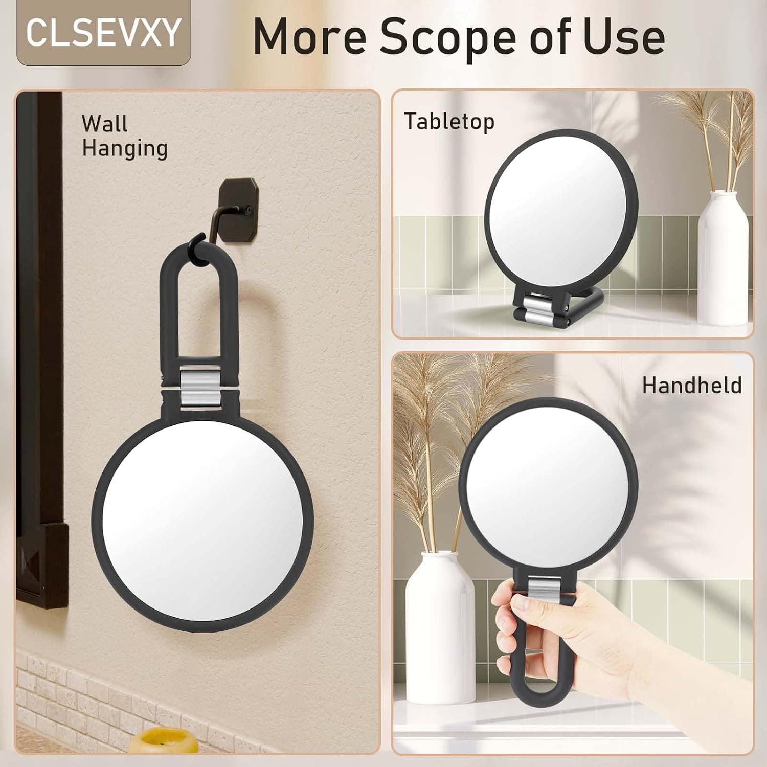 آینه آرایش CLSEVXY دو رو 1X و 15X تاشو دستی پایهدار 360° آینه آرایش CLSEVXY دو رو 1X و 15X تاشو دستی پایهدار 360°