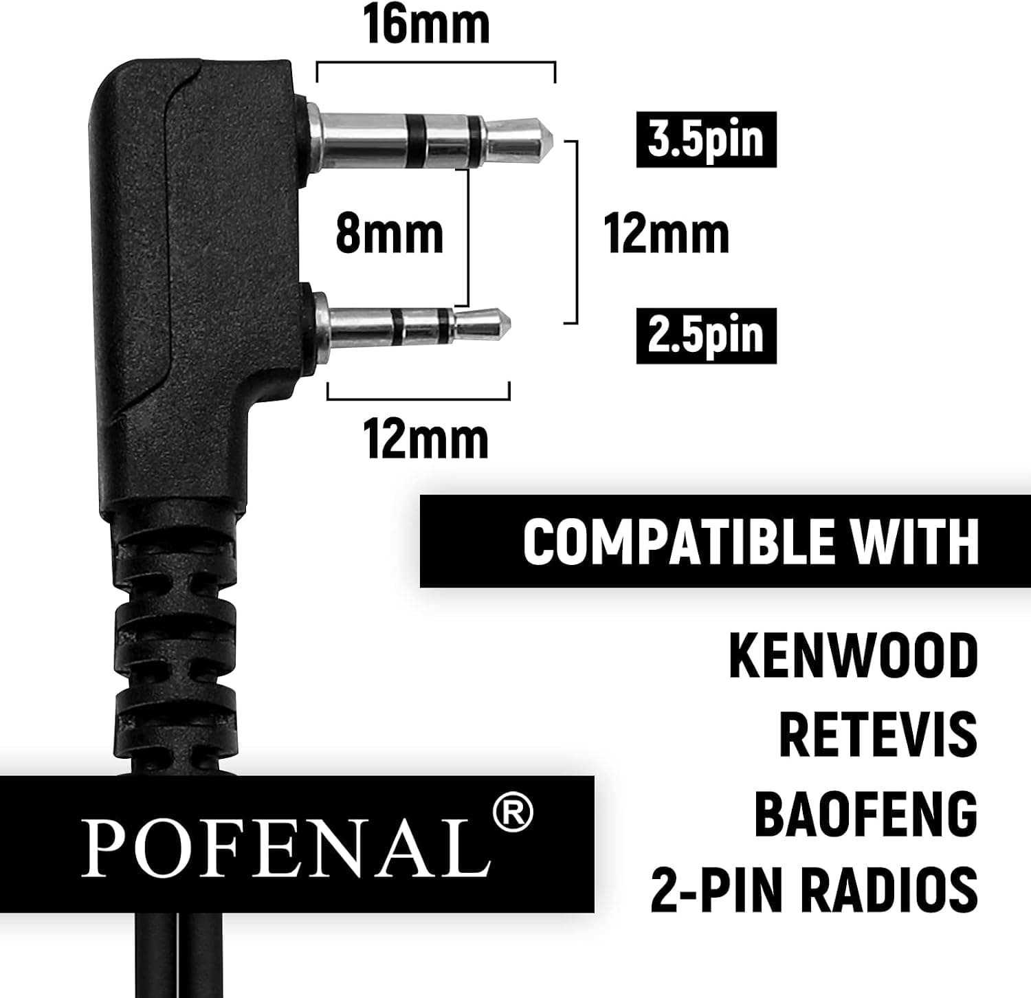کیت هندزفری لوله آکوستیک شفاف POFENAL با میکروفون PTT بزرگ، 2 سیم و 2 Pin سازگار با BF UV-5R، BTECH، Kenwood، retc 15، Retevis RT21 RT22 کیت هندزفری لوله آکوستیک شفاف POFENAL با میکروفون PTT بزرگ، 2 سیم و 2 Pin سازگار با BF UV-5R، BTECH، Kenwood، retc 15، Retevis RT21 RT22