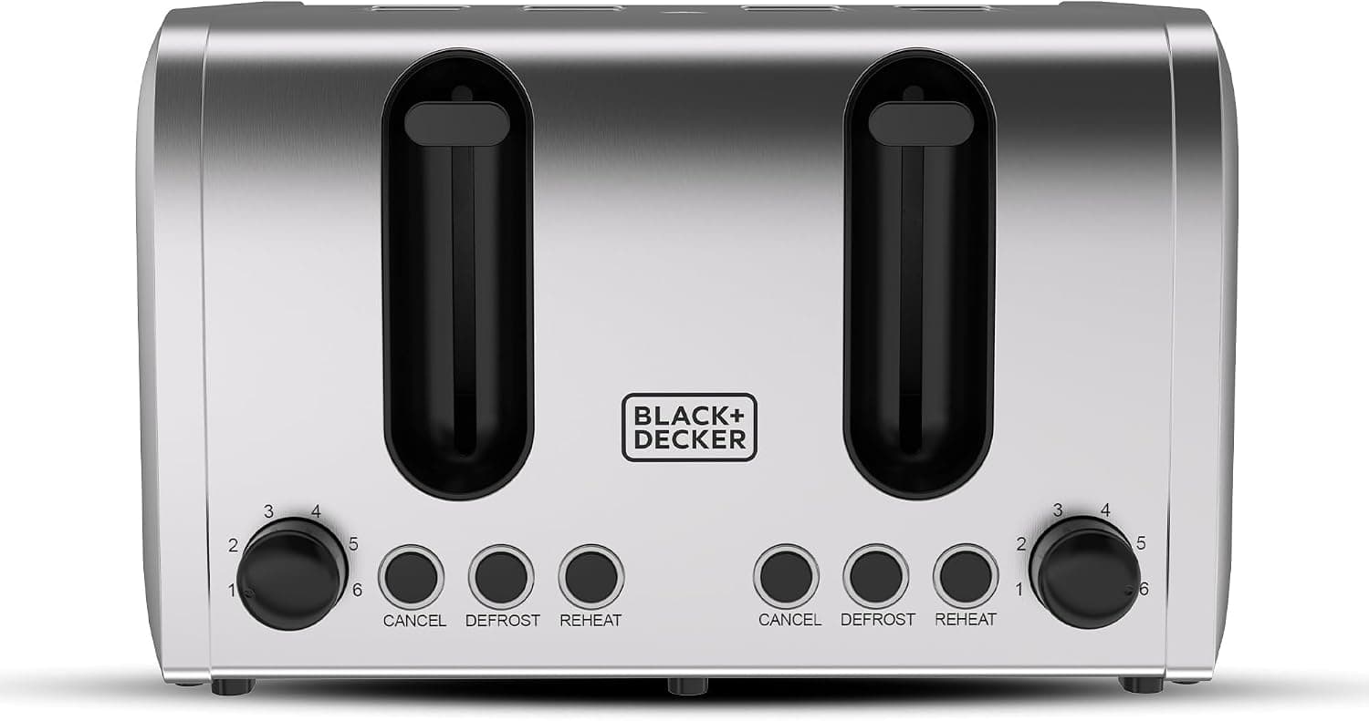 توستر ۴ تکه BLACK+DECKER نقرهای با ۶ سطح برشتهسازی مدل ET444-B5 توستر ۴ تکه BLACK+DECKER نقرهای با ۶ سطح برشتهسازی مدل ET444-B5