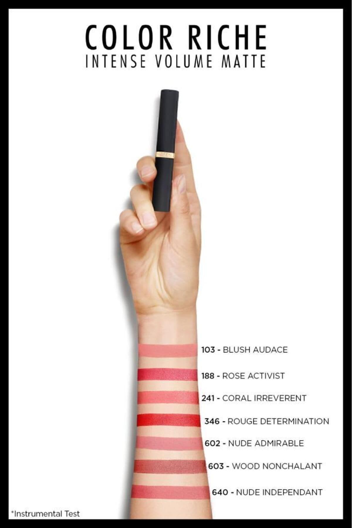 رژ لب L'Oreal Paris مات Color Riche Intense Volume مدل 346 Rouge Determination رژ لب L'Oreal Paris مات Color Riche Intense Volume مدل 346 Rouge Determination
