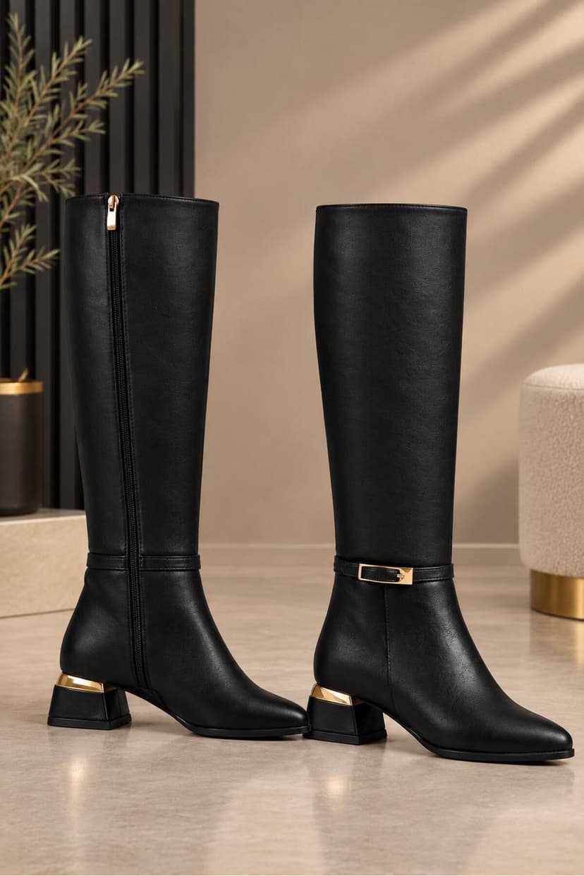 چکمه زنانه Dubais Shoes Sine چرم مصنوعی زیر زانو پاشنه 4cm مدل dubais006 چکمه زنانه Dubais Shoes Sine چرم مصنوعی زیر زانو پاشنه 4cm مدل dubais006