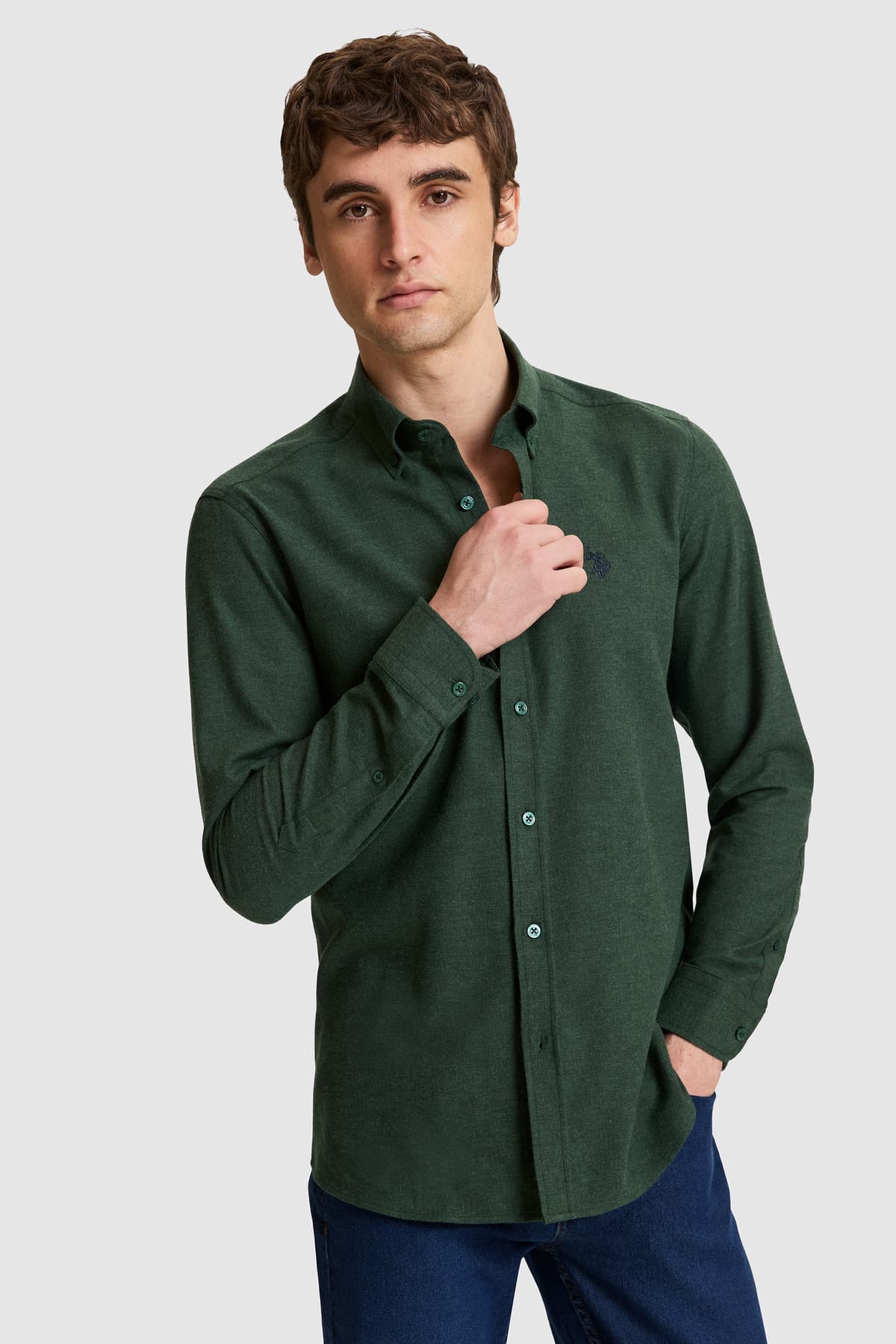 پیراهن مردانه U.S. Polo Assn. مشکی اسلیم فیت آستین بلند بیسیک مدل 50332397-VR046 پیراهن مردانه U.S. Polo Assn. مشکی اسلیم فیت آستین بلند بیسیک مدل 50332397-VR046