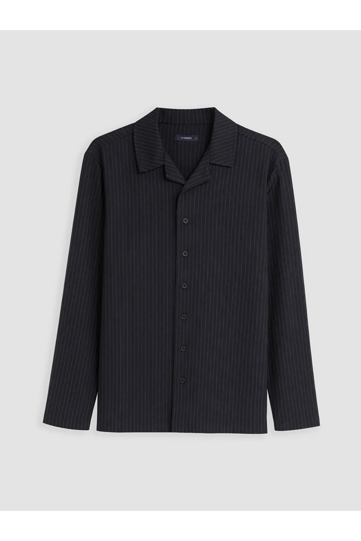 ست پیژامه مردانه LC Waikiki مشکی راهراه نخی دکمهدار مدل W62734B8 ست پیژامه مردانه LC Waikiki مشکی راهراه نخی دکمهدار مدل W62734B8