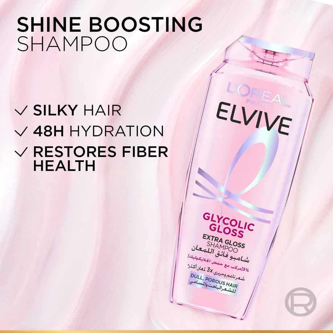 شامپو و نرمکننده L'Oréal Paris Elvive Glycolic Gloss حاوی اسید گلیکولیک 400ml + 360ml شامپو و نرمکننده L'Oréal Paris Elvive Glycolic Gloss حاوی اسید گلیکولیک 400ml + 360ml