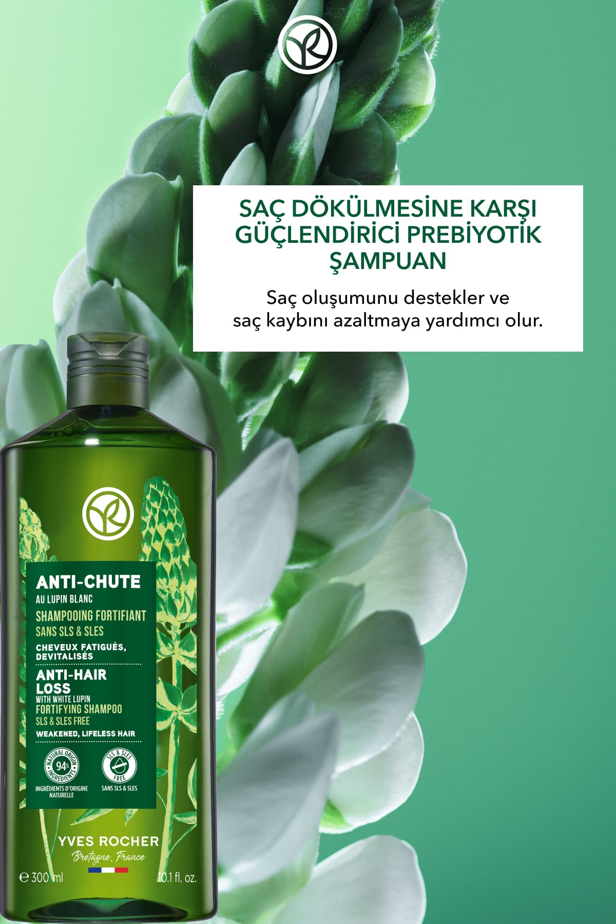 شامپو پریبیوتیک تقویتکننده Yves Rocher ضدریزش بدون SLS,SLES وگان 300ml شامپو پریبیوتیک تقویتکننده Yves Rocher ضدریزش بدون SLS,SLES وگان 300ml