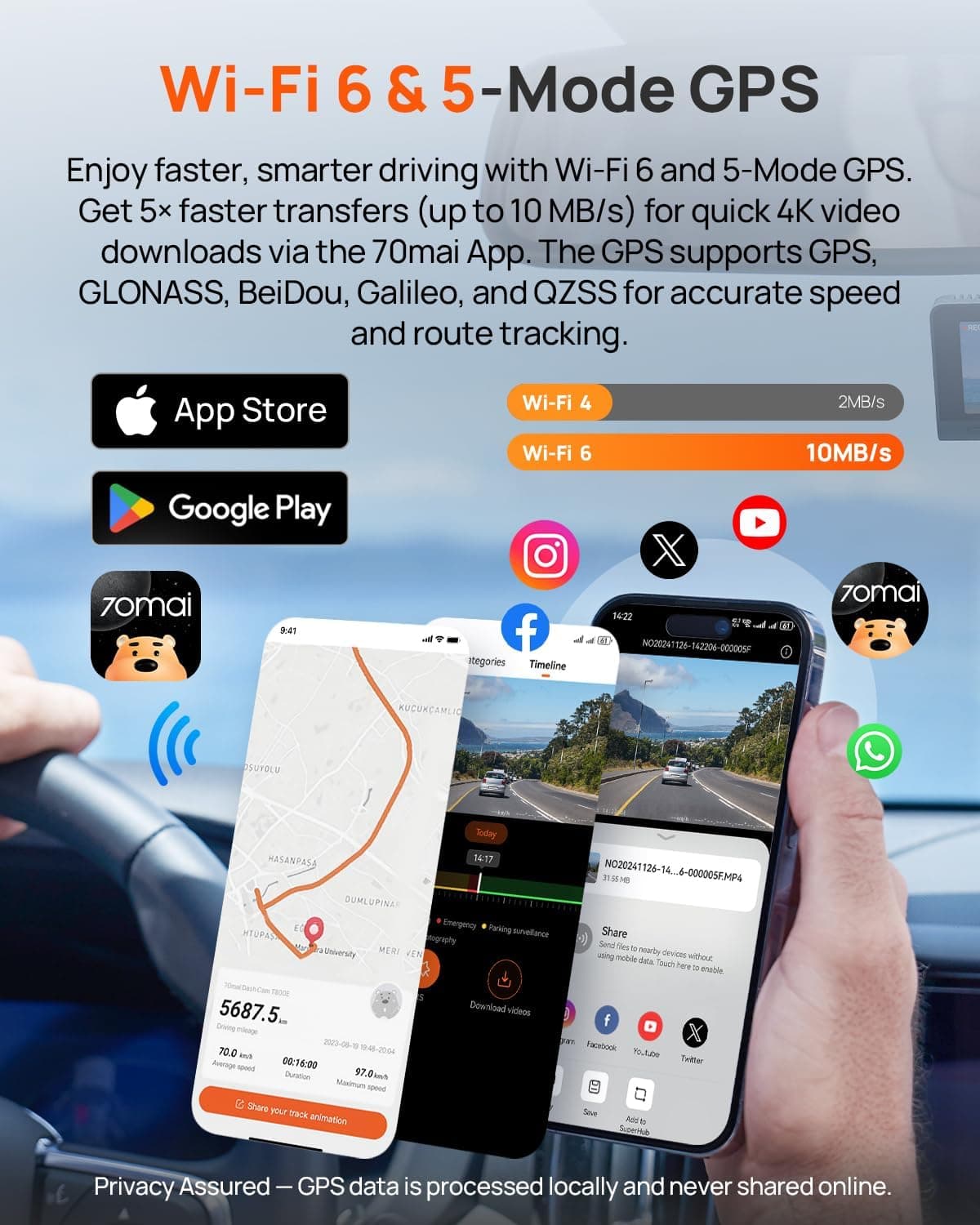 دوربین داشبورد 70mai سه کاناله 4K جلو، عقب، داخل کابین با GPS دوربین داشبورد 70mai سه کاناله 4K جلو، عقب، داخل کابین با GPS