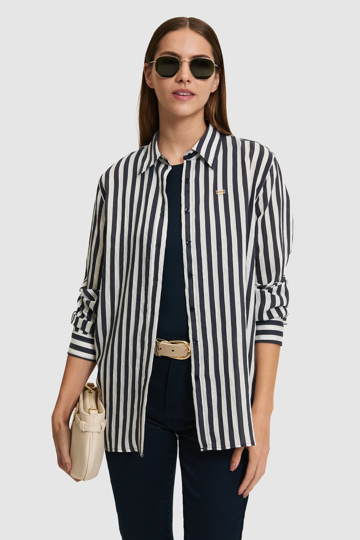 پیراهن زنانه U.S. Polo Assn. آستین بلند راهراه سرمهای مدل 50324736-VR033 پیراهن زنانه U.S. Polo Assn. آستین بلند راهراه سرمهای مدل 50324736-VR033