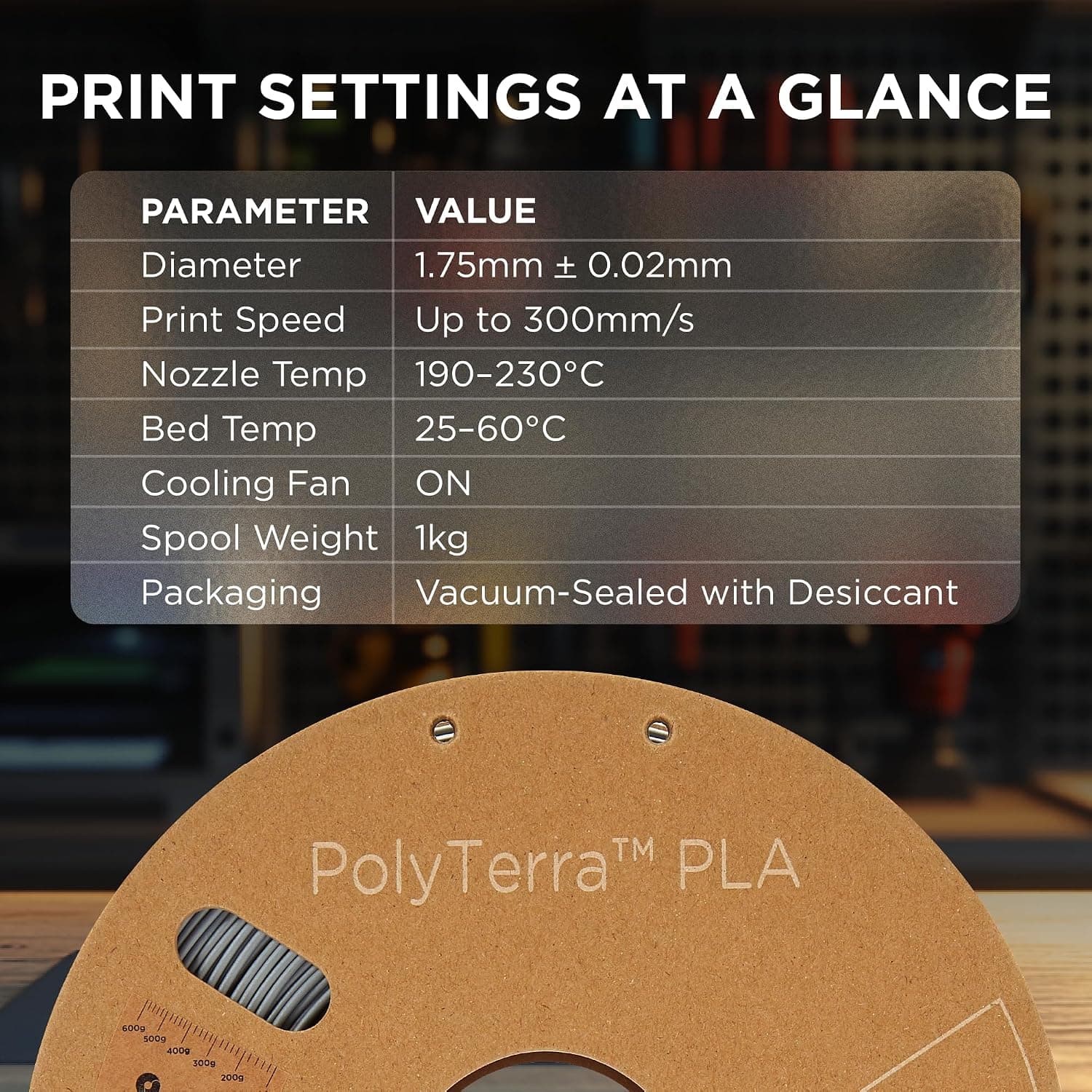 فیلامنت PLA Polymaker PolyTerra خاکستری مات 1,75 mm 1000 g مدل 70824 فیلامنت PLA Polymaker PolyTerra خاکستری مات 1,75 mm 1000 g مدل 70824
