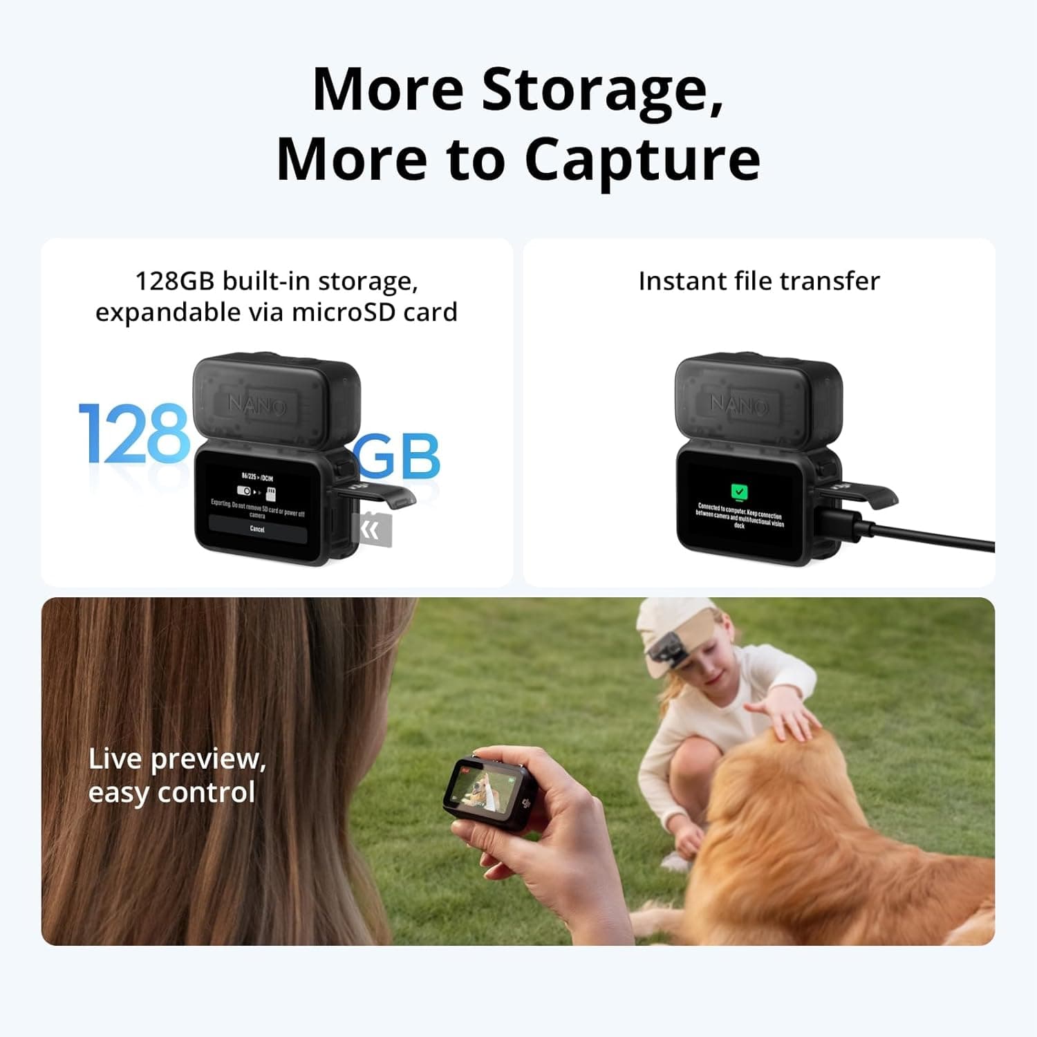 دوربین ولاگینگ ورزشی DJI Osmo Nano Standard Combo (128GB)، 4K/60fps، دید عریض 143°، نسخه امارات با ضمانت رسمی دوربین ولاگینگ ورزشی DJI Osmo Nano Standard Combo (128GB)، 4K/60fps، دید عریض 143°، نسخه امارات با ضمانت رسمی