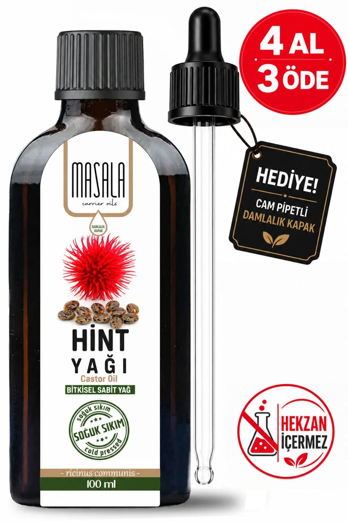 روغن کرچک Masala شیشهای 100 ml خالص و بدون افزودنی سرد فشرده روغن کرچک Masala شیشهای 100 ml خالص و بدون افزودنی سرد فشرده