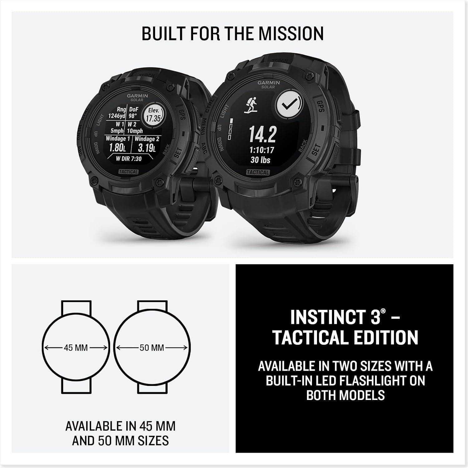 ساعت هوشمند Garmin Instinct 3 50 mm Solar Tactical Edition سیاه ساعت هوشمند Garmin Instinct 3 50 mm Solar Tactical Edition سیاه