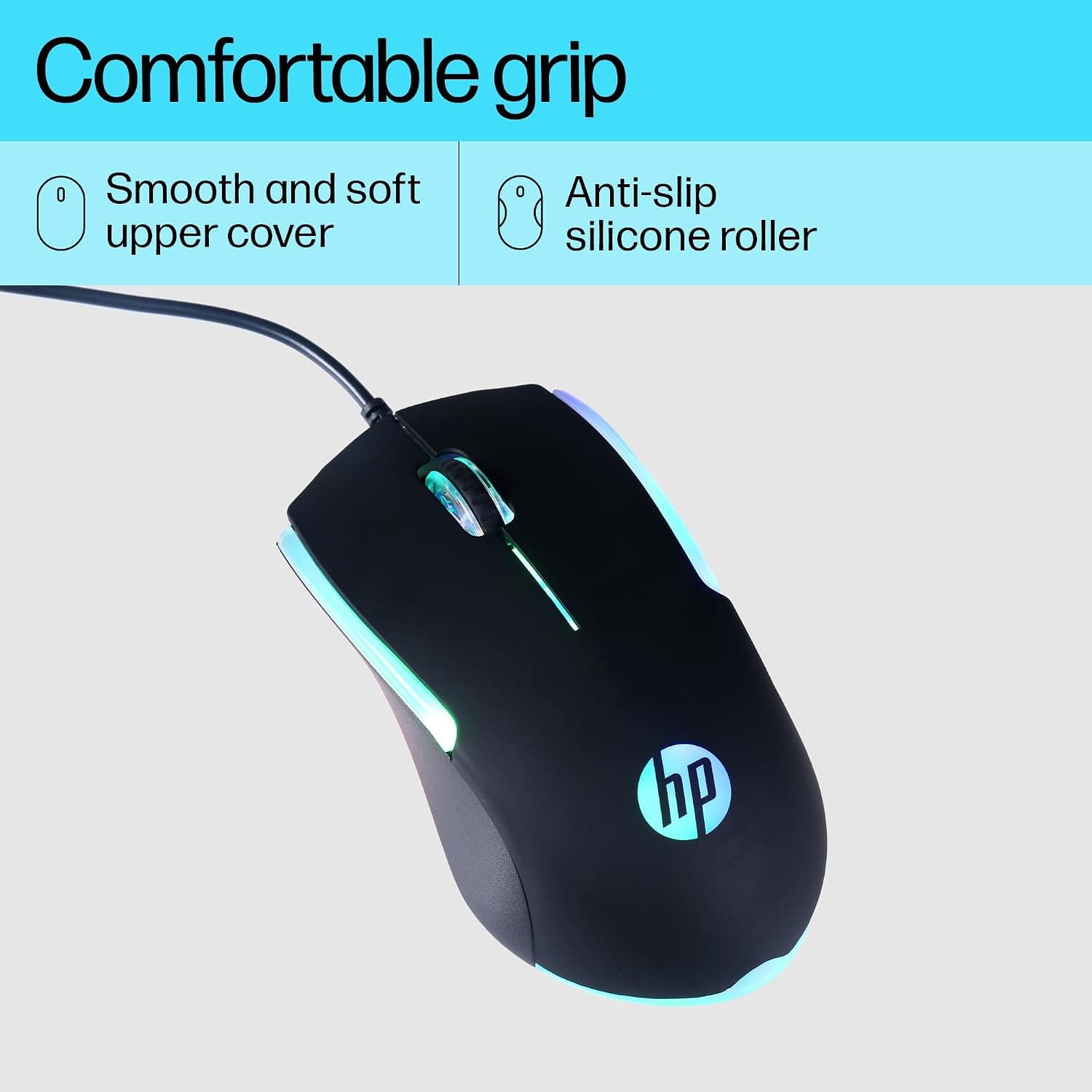 ماوس گیمینگ اپتیکال سیمی USB HP با سطح لاستیکی ضدلغزش، نور RGB و 1000 DPI مشکی مدل M160 7ZZ79AA ماوس گیمینگ اپتیکال سیمی USB HP با سطح لاستیکی ضدلغزش، نور RGB و 1000 DPI مشکی مدل M160 7ZZ79AA
