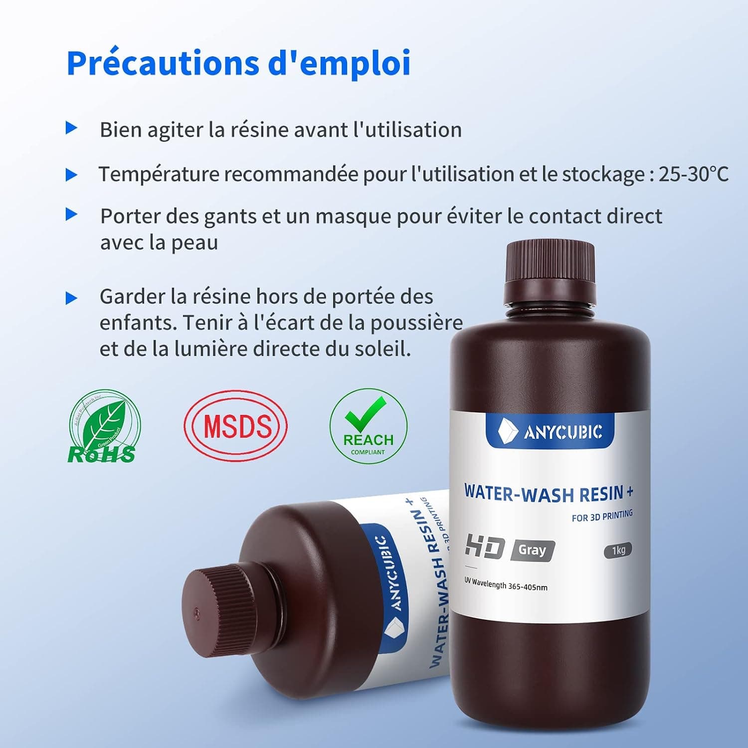 رزین سه بعدی ANYCUBIC Water-Wash Resin 2.0 خاکستری HD 1000g رزین سه بعدی ANYCUBIC Water-Wash Resin 2.0 خاکستری HD 1000g