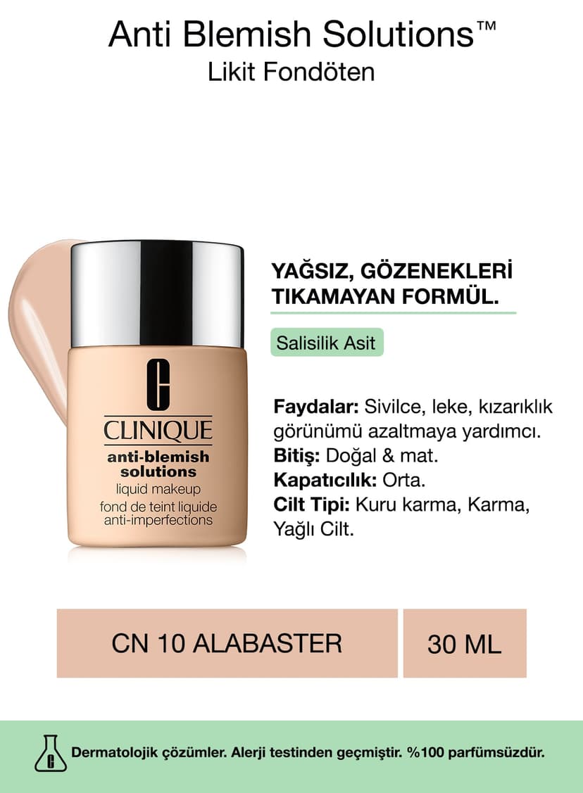 فوندوتن مایع Clinique Anti Blemish Solutions پوست چرب و مستعد جوش CN10 Alabaster 30ml فوندوتن مایع Clinique Anti Blemish Solutions پوست چرب و مستعد جوش CN10 Alabaster 30ml