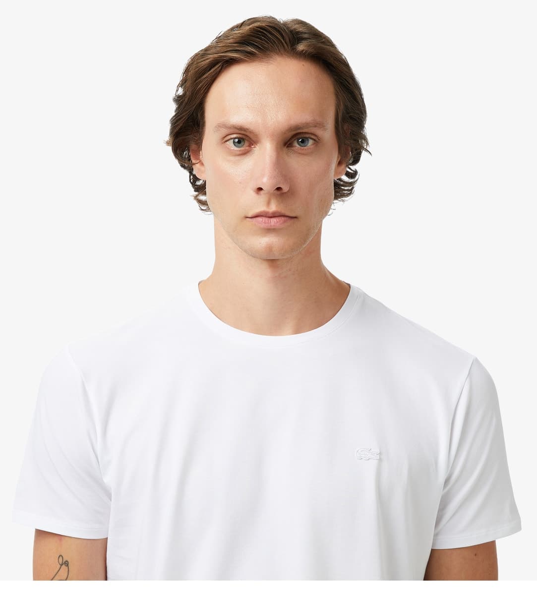 تیشرت مردانه Lacoste فیت اسلیم یقه گرد سفید تیشرت مردانه Lacoste فیت اسلیم یقه گرد سفید