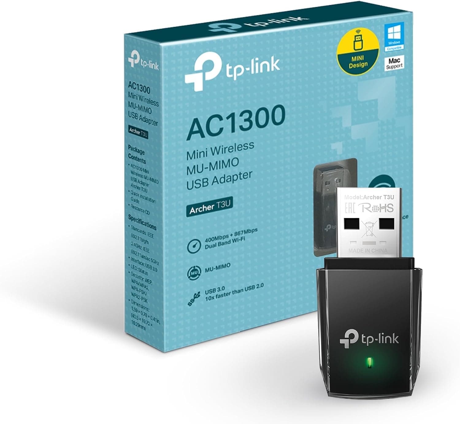 آداپتور USB وایفای AC1300 کامپیوتر TP-Link دوبانده 2.4G/5G مدل Archer T3U آداپتور USB وایفای AC1300 کامپیوتر TP-Link دوبانده 2.4G/5G مدل Archer T3U