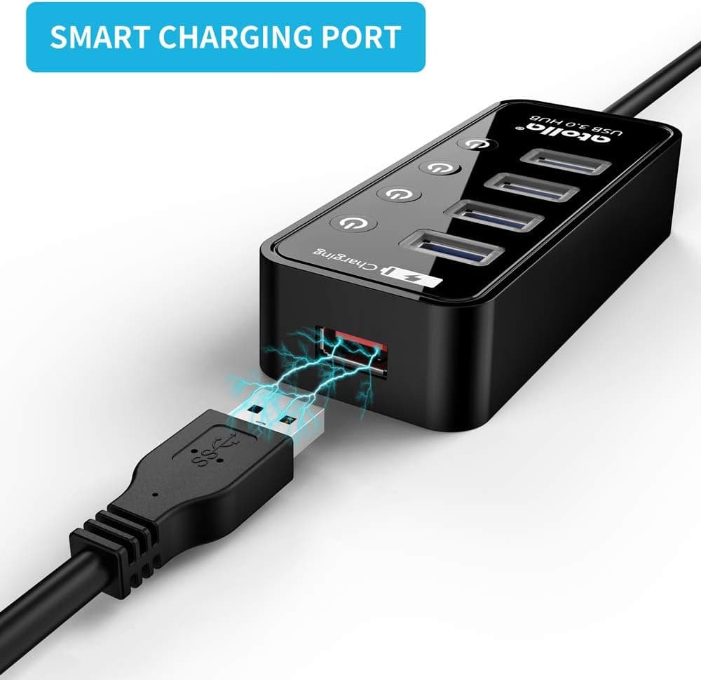 هاب USB 3.0 atolla با 4 پورت SuperSpeed و پورت شارژ هوشمند هاب USB 3.0 atolla با 4 پورت SuperSpeed و پورت شارژ هوشمند