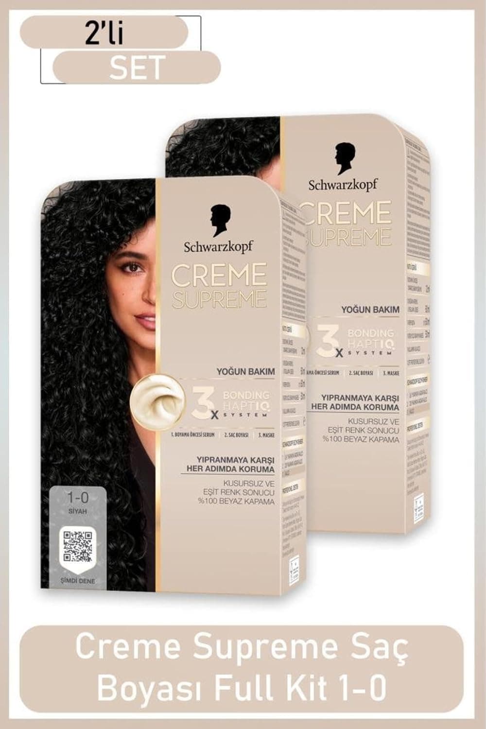 رنگ مو Schwarzkopf Creme Supreme Full Kit سیاه 1-0 X2 رنگ مو Schwarzkopf Creme Supreme Full Kit سیاه 1-0 X2