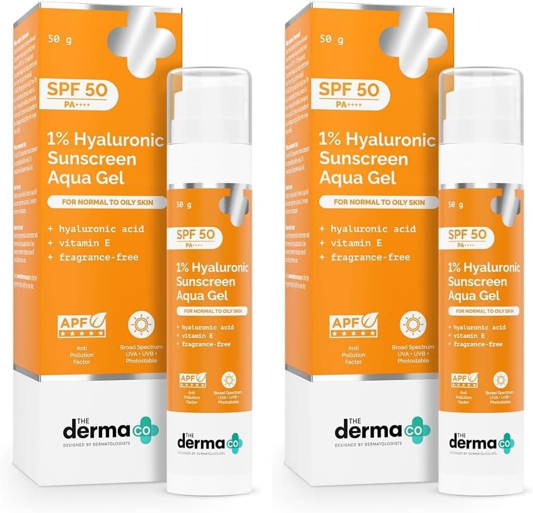 ضد آفتاب The Derma Co 1% Hyaluronic Aqua Gel SPF 50 PA++++ بدون چربی 50g ضد آفتاب The Derma Co 1% Hyaluronic Aqua Gel SPF 50 PA++++ بدون چربی 50g