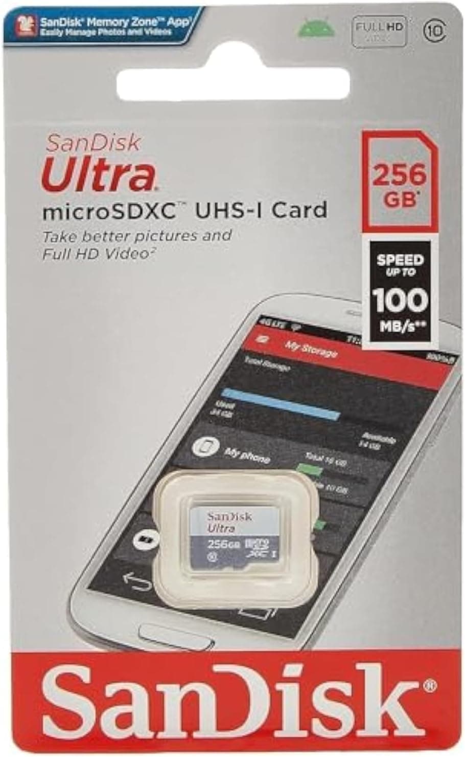 کارت حافظه microSDXC SanDisk Ultra Lite 256GB، 100 MB، سفید/خاکستری کارت حافظه microSDXC SanDisk Ultra Lite 256GB، 100 MB، سفید/خاکستری