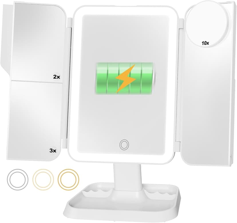 آینه آرایش Gtinli شارژی LED دار سهلت قابل حمل با بزرگنمایی 1X/2X/3X/10X آینه آرایش Gtinli شارژی LED دار سهلت قابل حمل با بزرگنمایی 1X/2X/3X/10X