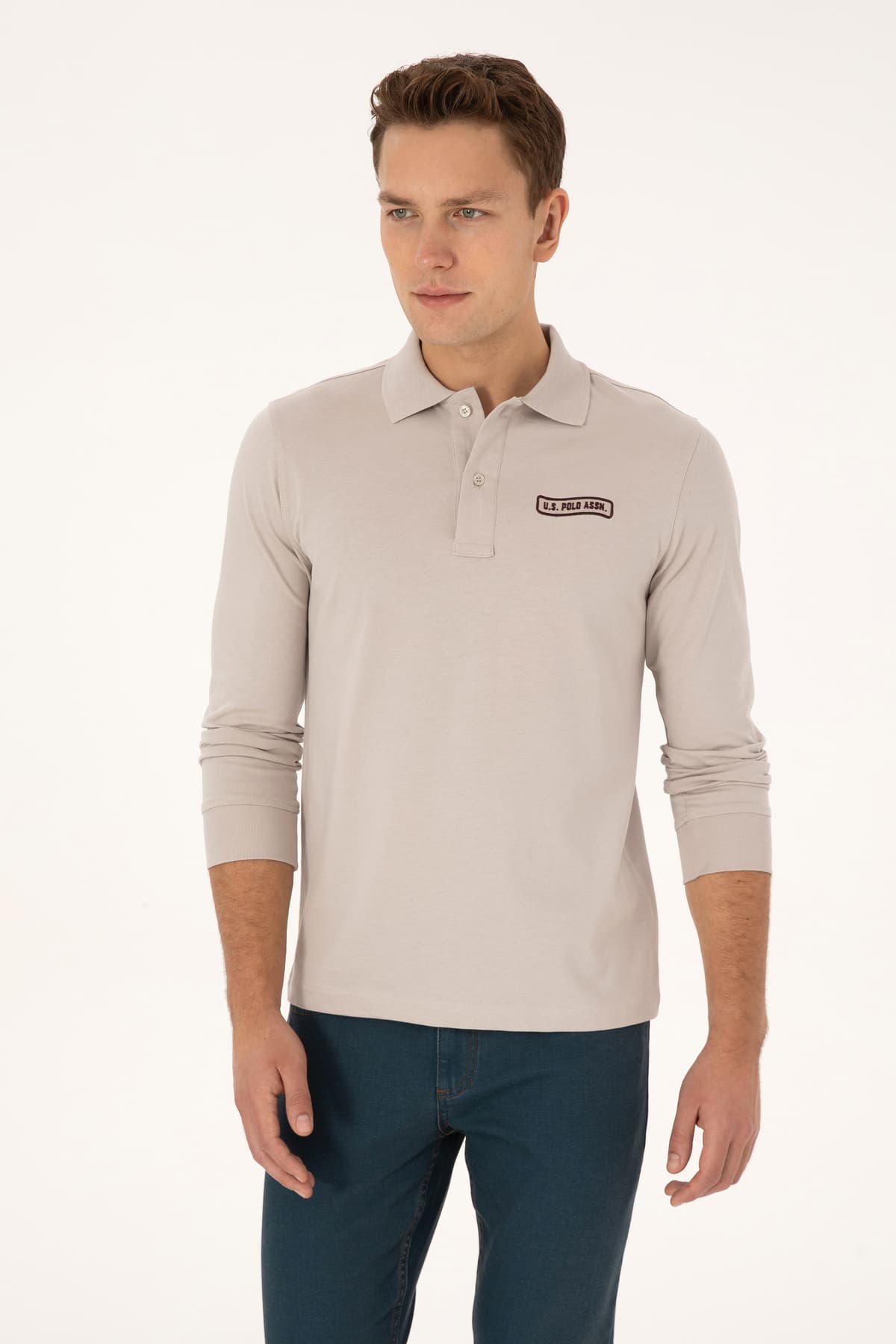 سوئیشرت مردانه U.S. Polo Assn. فیت معمولی یقه پولو رنگ سنگی مدل 50315454-VR049 سوئیشرت مردانه U.S. Polo Assn. فیت معمولی یقه پولو رنگ سنگی مدل 50315454-VR049