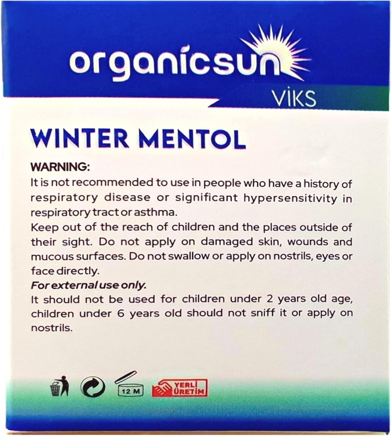 مرهم بخارشونده Organicsun Viks با منتول و اوکالیپتوس Winter Mentol 40 گرم مرهم بخارشونده Organicsun Viks با منتول و اوکالیپتوس Winter Mentol 40 گرم