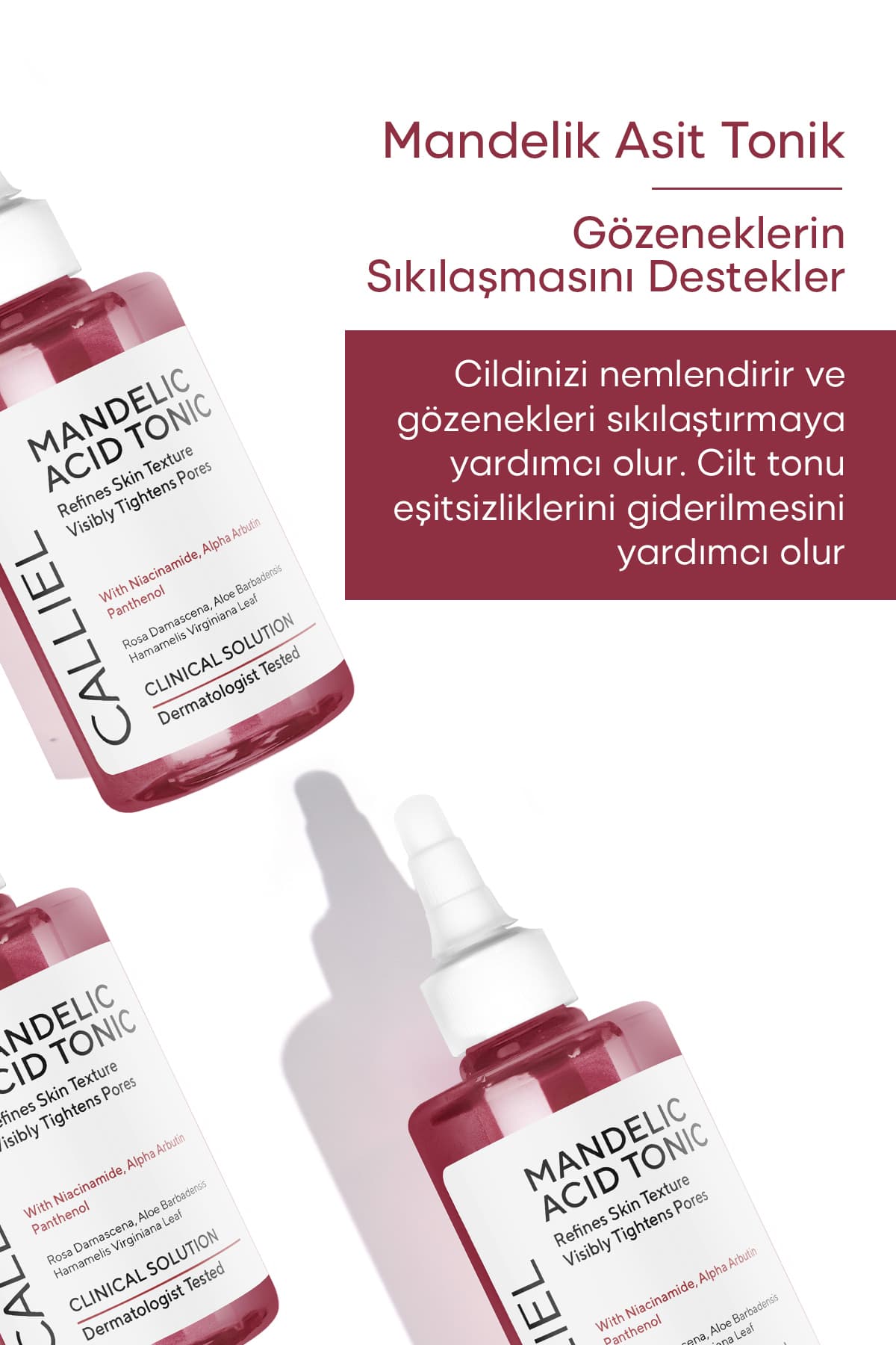تونر اسید ماندلیک CALLİEL یکدستکننده رنگ پوست و جمعکننده منافذ 200 Ml تونر اسید ماندلیک CALLİEL یکدستکننده رنگ پوست و جمعکننده منافذ 200 Ml