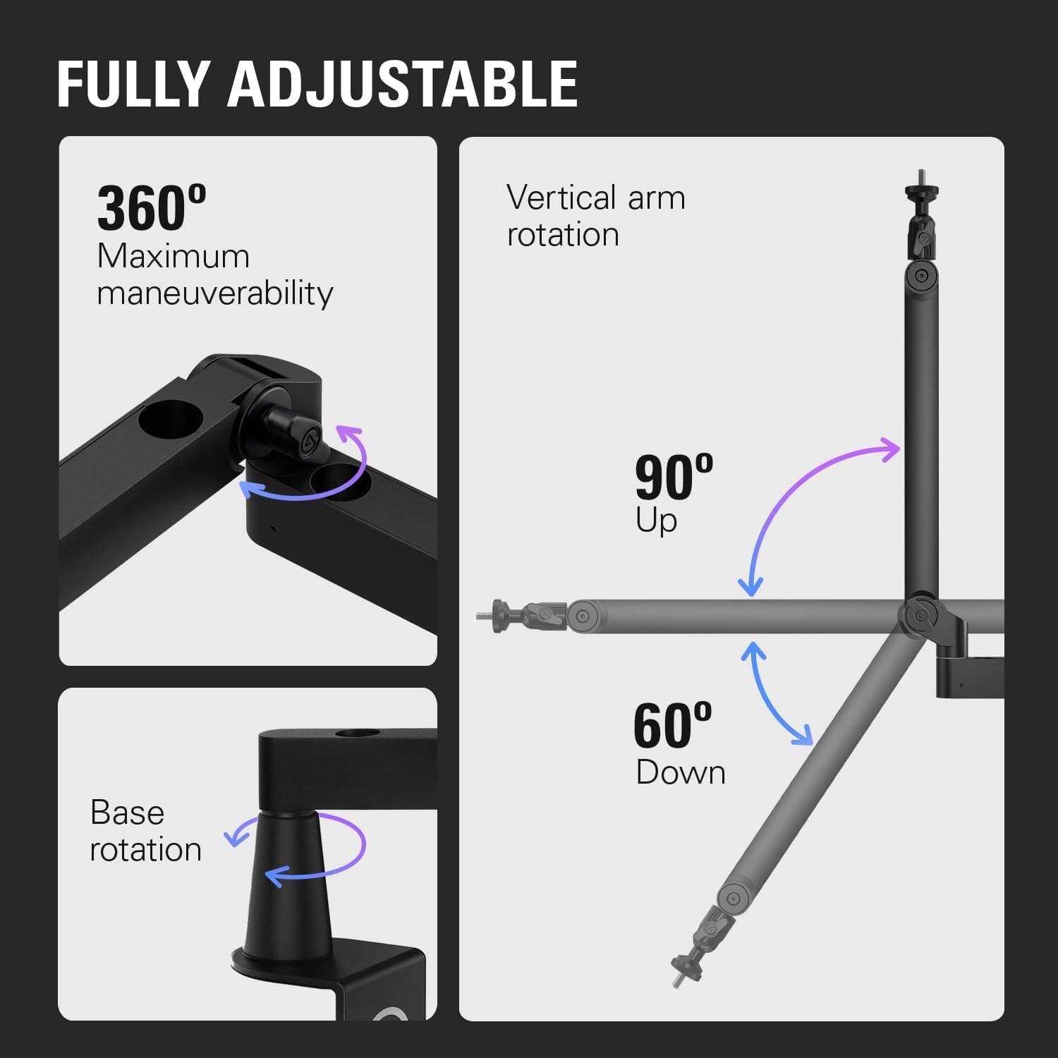 بازوی میکروفون Elgato مدل Wave Mic Arm LP با کانال مدیریت کابل و گیره رومیزی بازوی میکروفون Elgato مدل Wave Mic Arm LP با کانال مدیریت کابل و گیره رومیزی